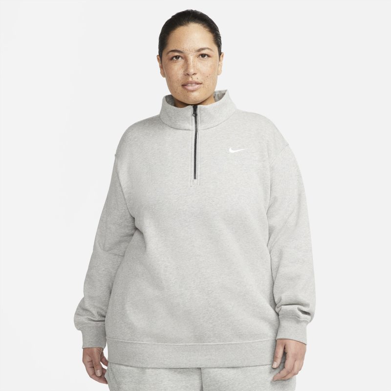 Nike Sportswear Essential Parte de arriba de tejido Fleece con cremallera de 1/4 - Mujer - Gris
