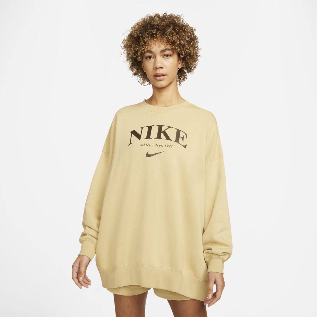 Nike Sportswear Essentials Women's Oversized Fleece Sweatshirt In Wheat ...