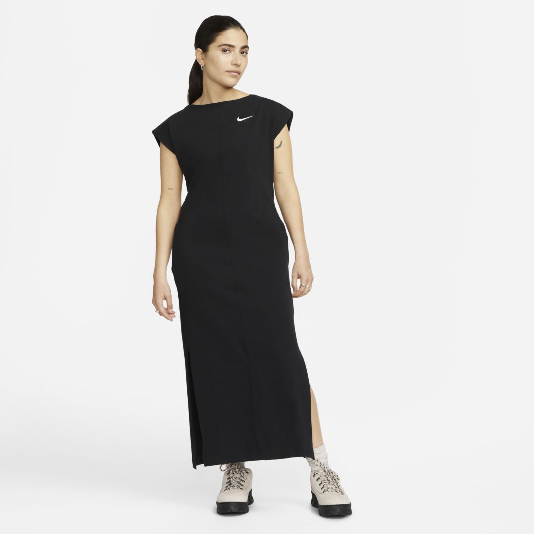 Nike Sportswear Women's Short-sleeve Midi Dress In Black,white | ModeSens