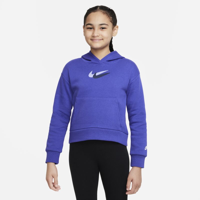 Image of Felpa in fleece con cappuccio Nike Sportswear – Ragazza - Blu