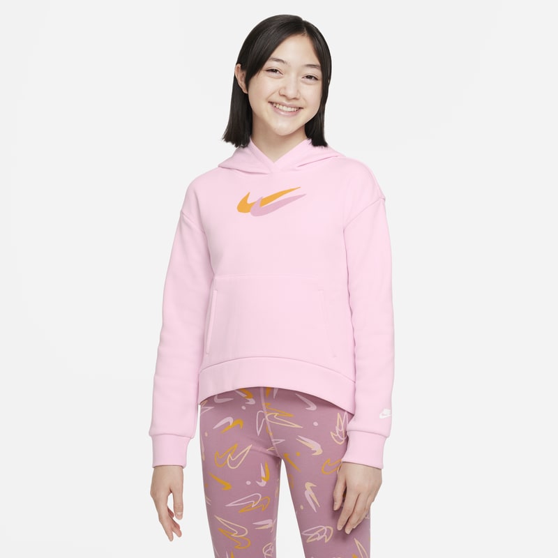 Image of Felpa in fleece con cappuccio Nike Sportswear – Ragazza - Rosa