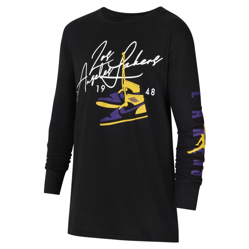 Los Angeles Lakers Courtside Camiseta de manga larga Jordan - Niño/a - Negro