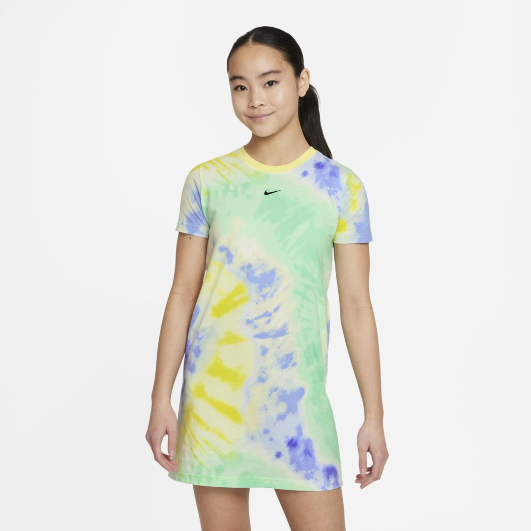 Nike Sportswear Big Kids' (girls') Tie-dye T-shirt Dress In Green ...