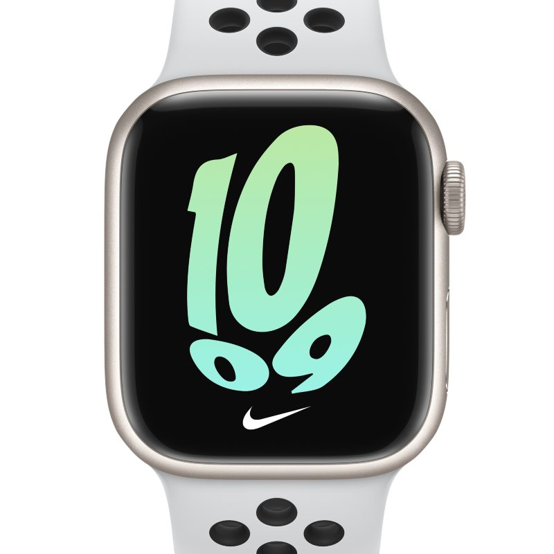 Apple Watch Series 7 (GPS + Cellular) med Nike-sportband 41 mm aluminiumboett i stjärnglans - Grå