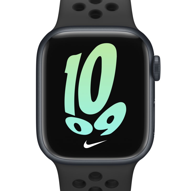 Apple Watch Series 7 (GPS + Cellular) med Nike-sportband 41 mm aluminiumboett i midnatt - Svart