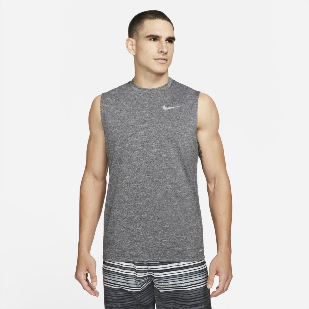 Nike Men's Heathered Sleeveless Hydroguard Swim Shirt In Black | ModeSens