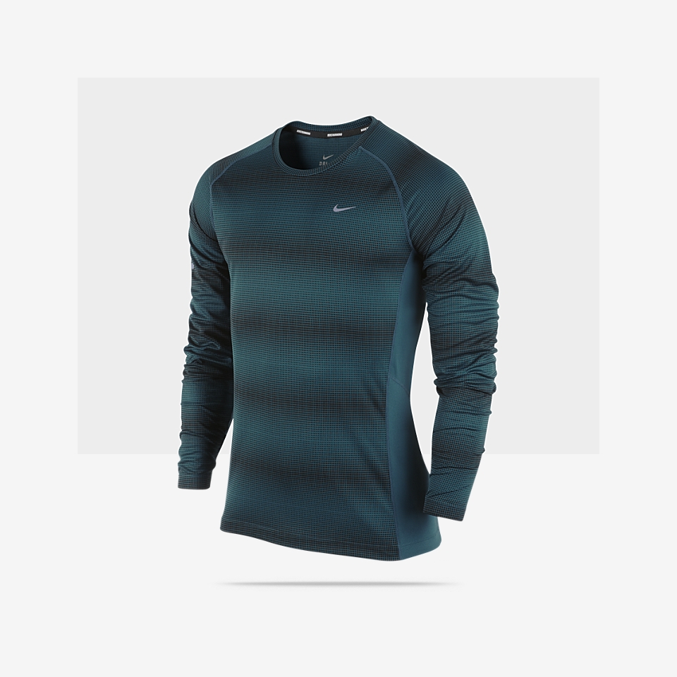 Nike Printed Miler Long Sleeve Mens Running Shirt.
