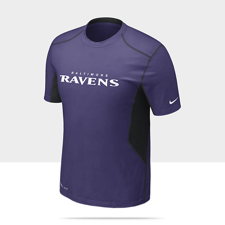 Nike Pro Combat Hypercool 20 Fitted Short Sleeve NFL Ravens Mens Shirt 