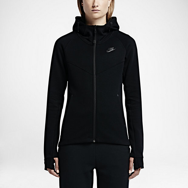 nike tech fleece hoodie full zip zwart