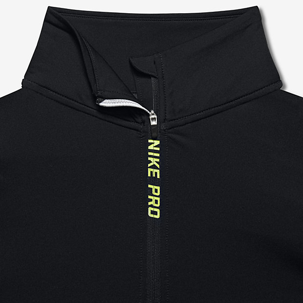 nike pro warm half zip top in black