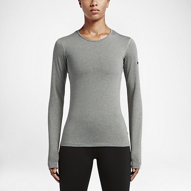 Buy The Nike Pro Warm Women's Long Sleeve Training Top,Dark Grey ...