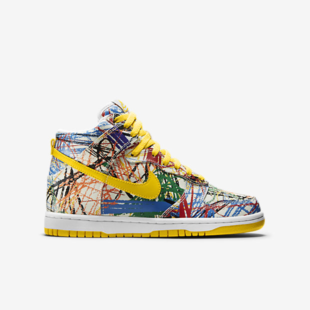 Nike Dunk High Premium Scribble (3.5y 7y) Boys Shoe.