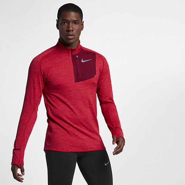 Мужская беговая футболка с длинным рукавом и молнией до середины груди Nike Therma Sphere Element 888407844454