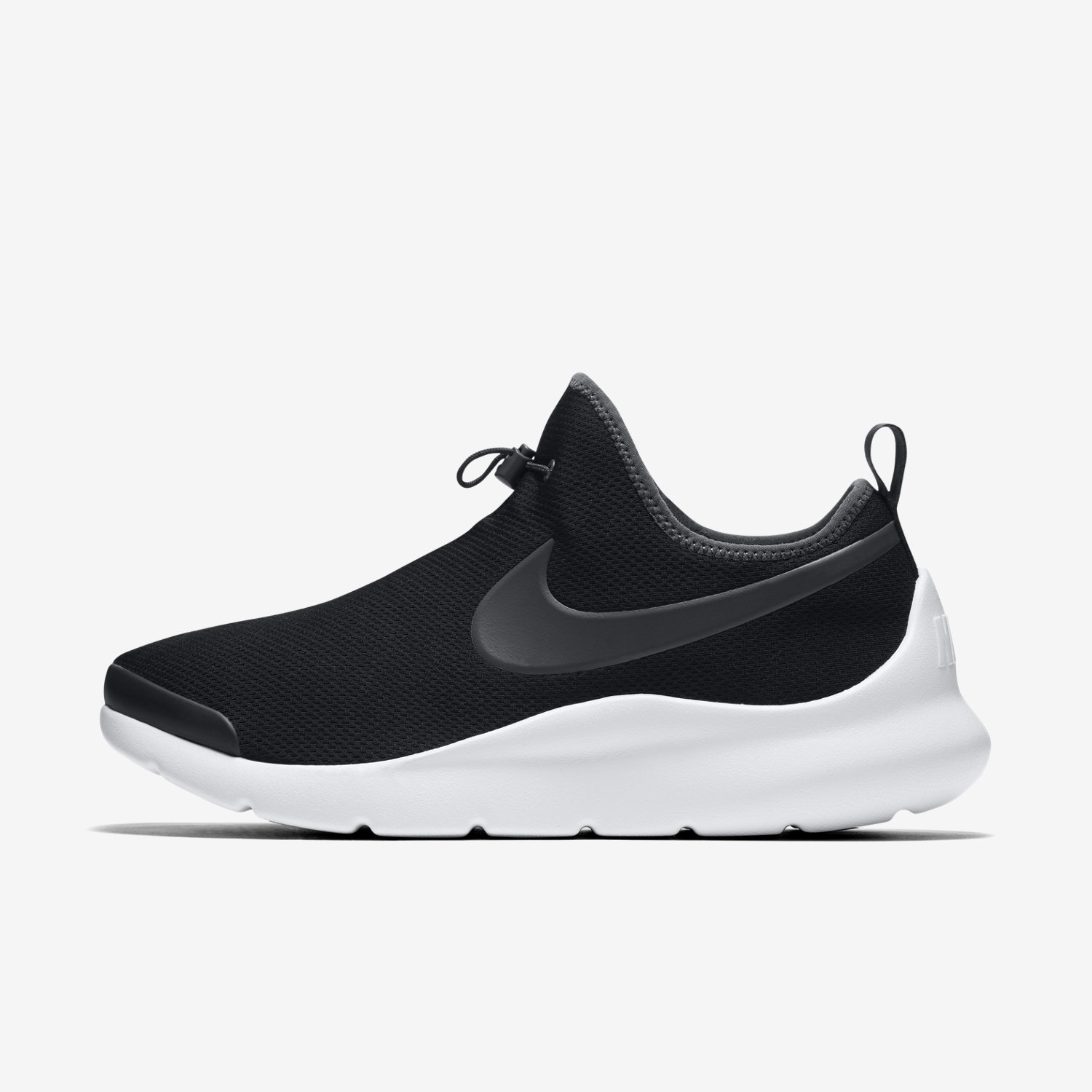 nike black and white shoes without laces