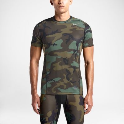 Nike Pro Combat WOODLAND Fitted Shirt - 657442 274 - Mens Camo Workout ...
