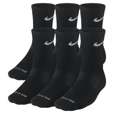 Nike Dri FIT Cushioned Crew Socks (Medium/6 Pairs)   Black