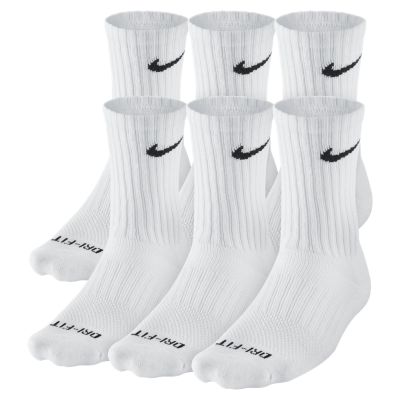 Nike Dri FIT Cushioned Crew Socks (Medium/6 Pairs)   White
