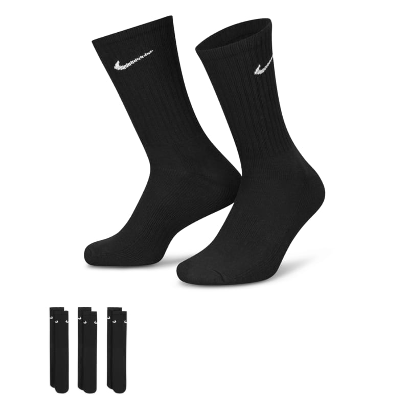 Nike Cushioned Calcetines largos de entrenamiento (3 pares) - Negro