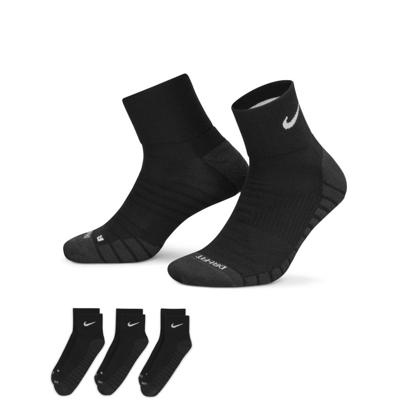 Nike Everyday Max Cushioned Calcetines de entrenamiento hasta el tobillo (3 pares) - Negro