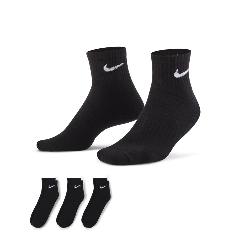 Nike Everyday Cushioned Calcetines de entrenamiento hasta el tobillo (3 pares) - Negro