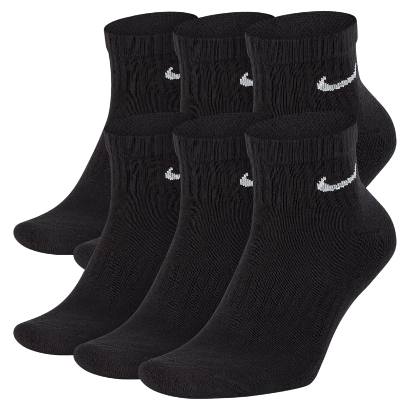 Nike Everyday Cushioned Calcetines de entrenamiento hasta el tobillo (6 pares) - Negro