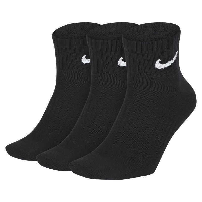 Nike Everyday Lightweight Calcetines de entrenamiento hasta el tobillo (3 pares) - Negro