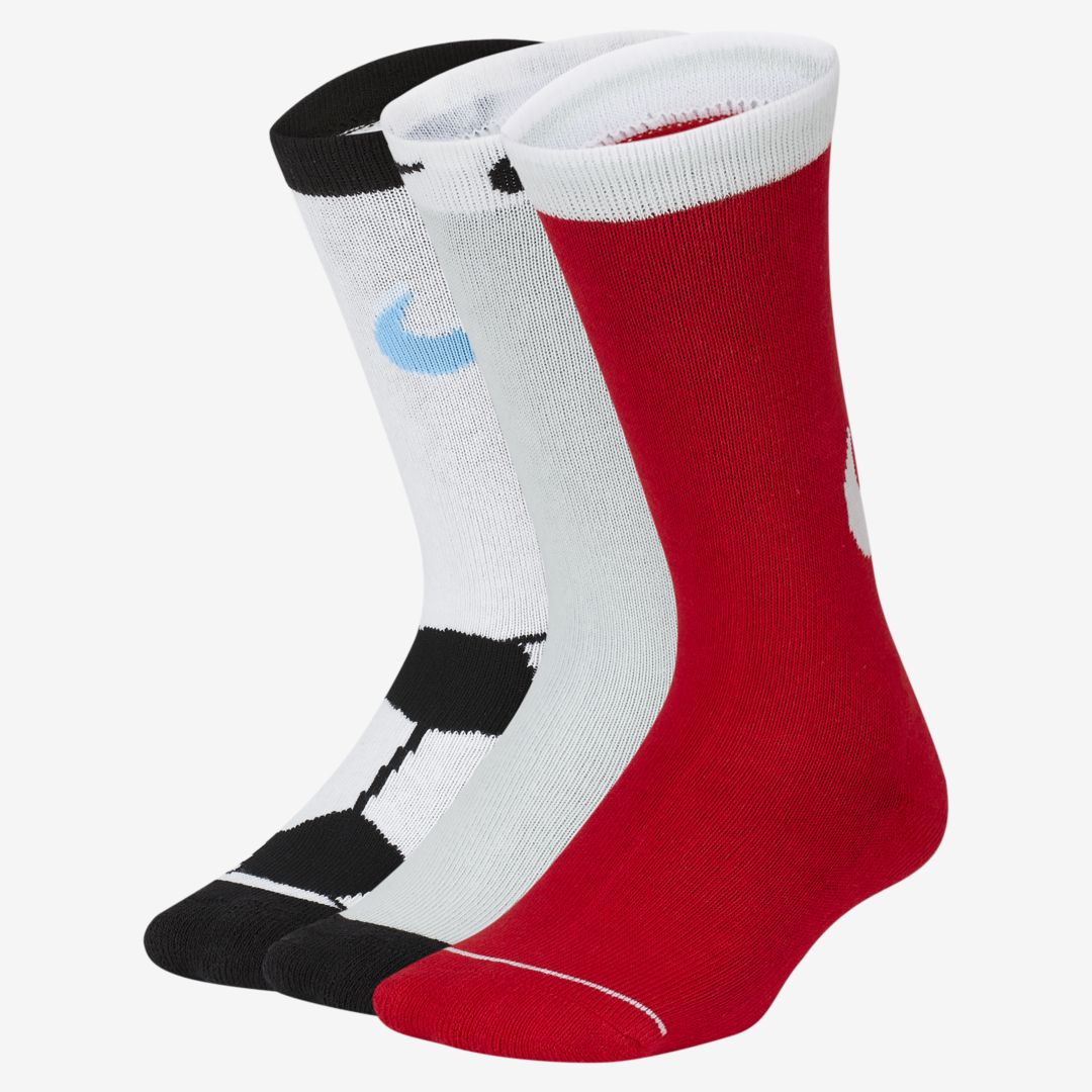 Nike Little Kids' Cushioned Crew Socks (3-pack) In University Red ...